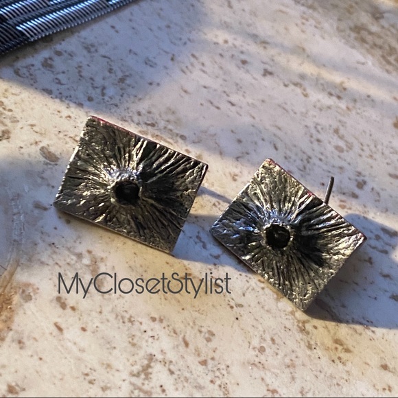 Midcentury Modern Brutalist Vintage Cast Pewter Cufflinks! Modernist OOAK - Picture 2 of 4